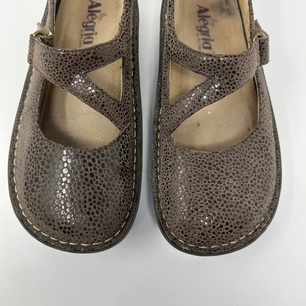 Alegria Dayna Choco Dottie Mary Jane Shoes Women 38 US 7.5 Brown Leather Comfort